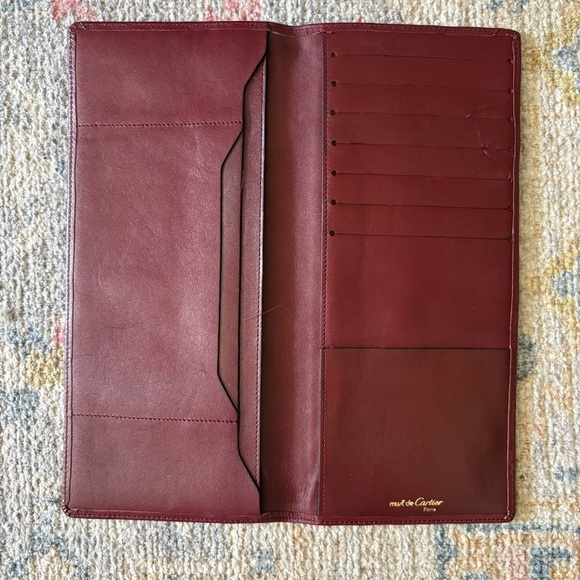 💯 CARTIER Burgundy Leather Wallet - Picture 9 of 14